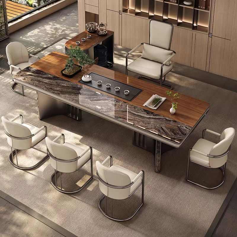 V22#岩板茶台，现代茶桌，茶空间，有1.6/1.8/2米(图1)