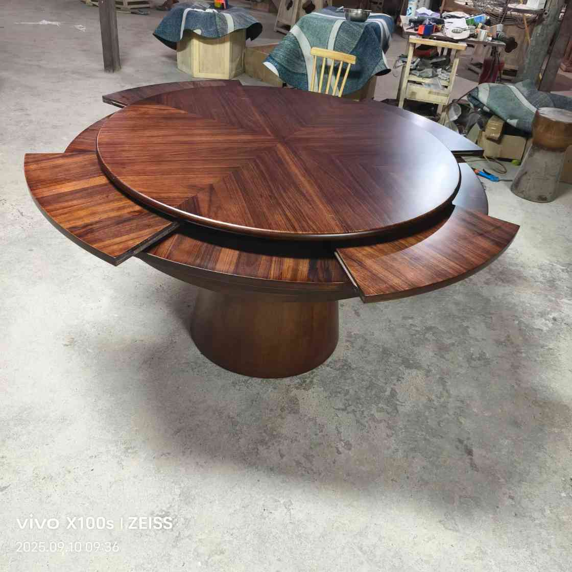 可变大变小餐桌，1.1米变1.6米多功能餐桌，乌金木餐桌椅(图3)