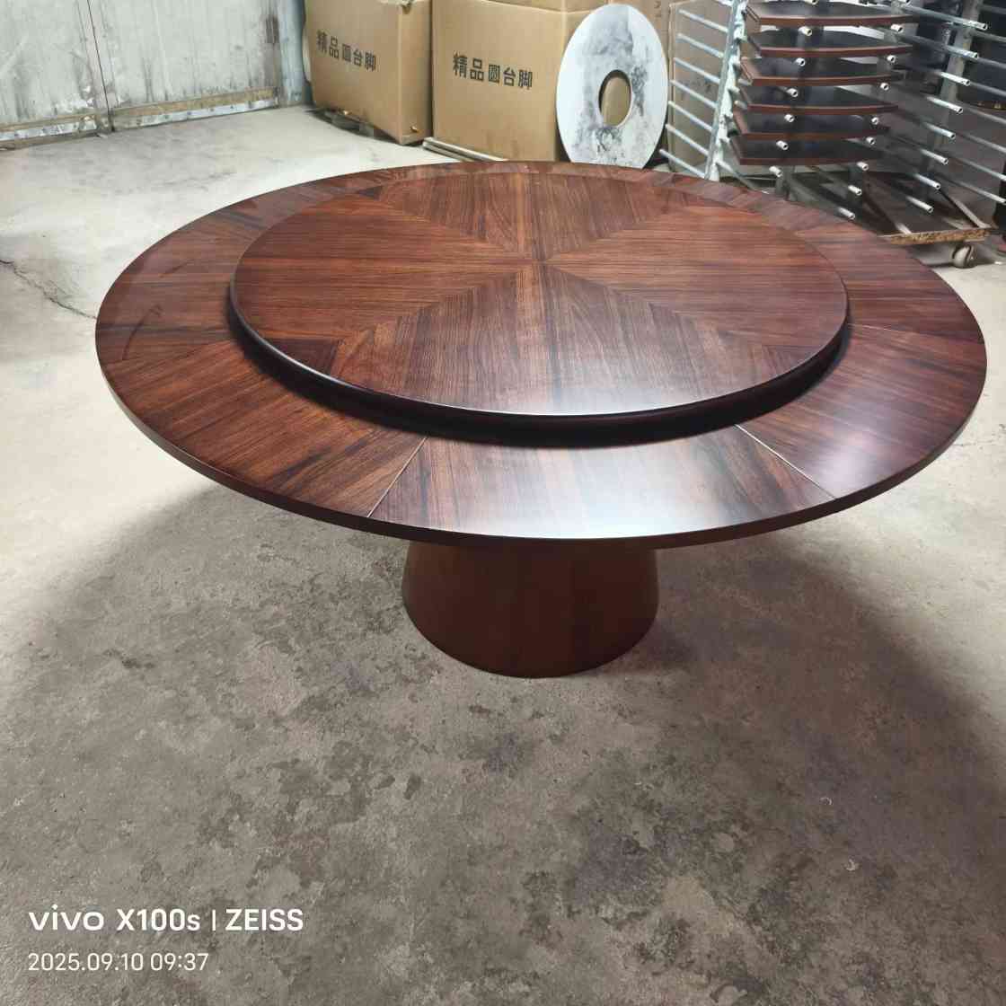 可变大变小餐桌，1.1米变1.6米多功能餐桌，乌金木餐桌椅(图4)