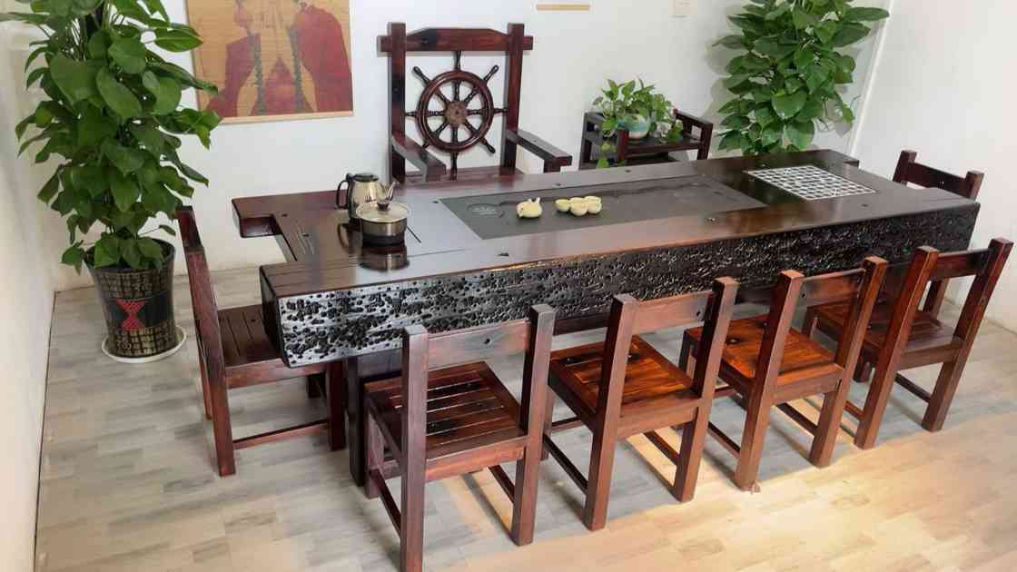 2.8米龙骨船木茶台，尺寸可定制(图1)