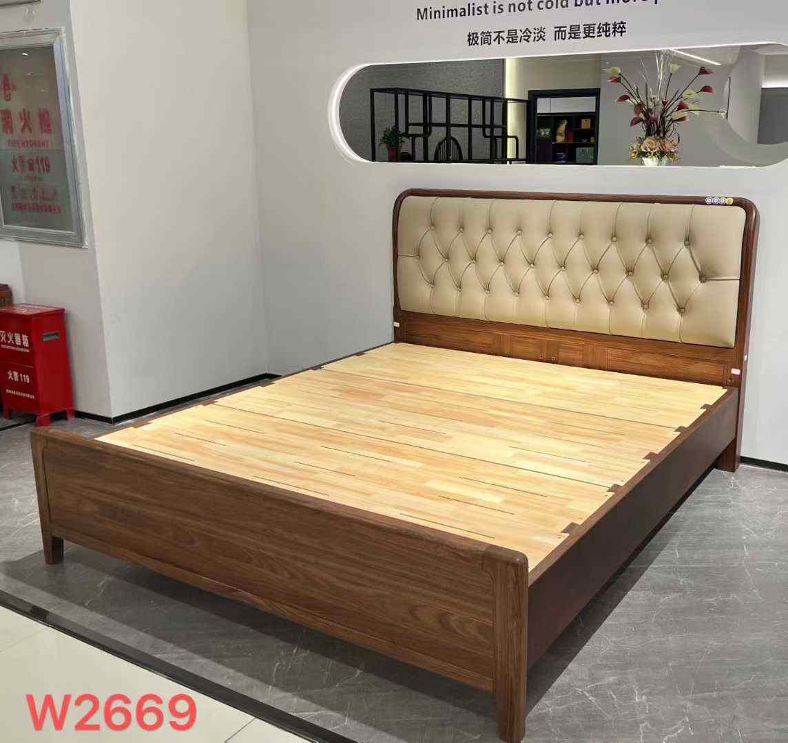 乌金木软包大床，真材实料，高端乌金木床系列(图2)