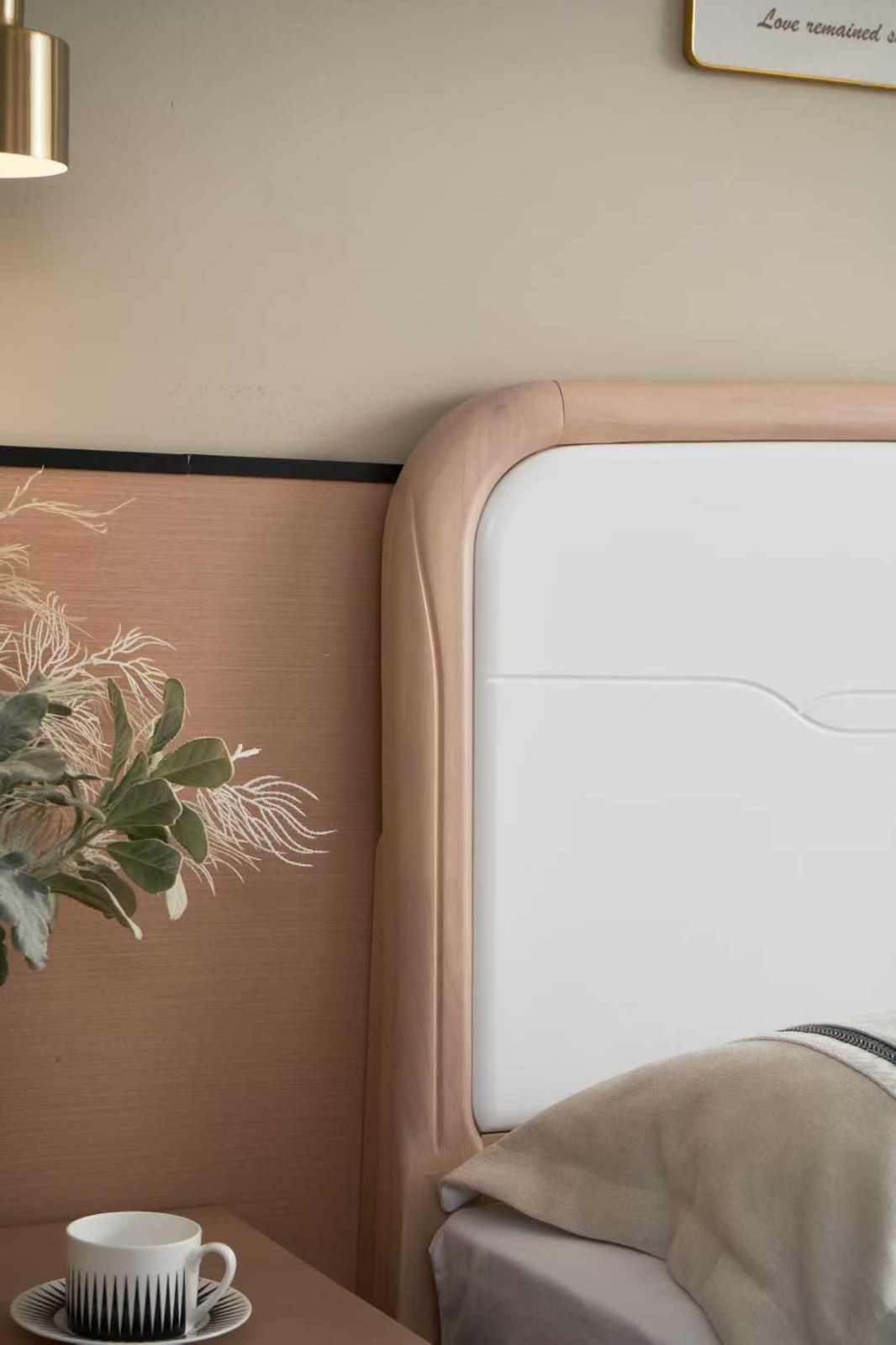 尺寸：1.5m/1.8m 材质：全橡木框架 颜色：杏➕白，灰+白，摩啡+白(图2)