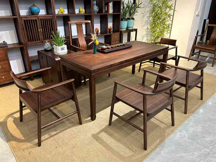 马蹄桌 尺寸：1.6、1.8、2、2.2米，宽80、高75 颜色：北美黑胡桃色(图2)